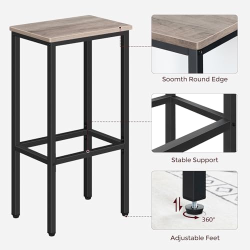MAHANCRIS Set of 2 Bar Stools, 29.5" Tall Counter Bar Stools, Kitchen Br...