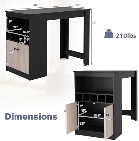 Giantex 48" Dining Table, Counter Height Bar Table with Storage Cabinet,...