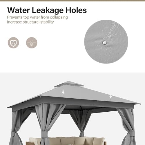 LAUSAINT HOME 10x10 Gazebo Canopy, Heavy Duty Metal Frame Patio Canopy with 1...
