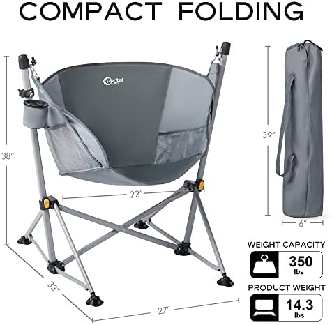 Portal Hammock Camping Chair,350 lbs Folding Rocking Chair for Adults, Grey