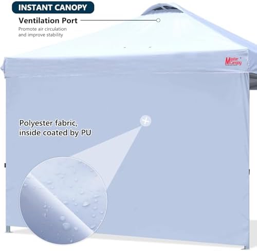 MASTERCANOPY 10x10 Durable Pop Up Canopy Tent with 1 Sidewall, White