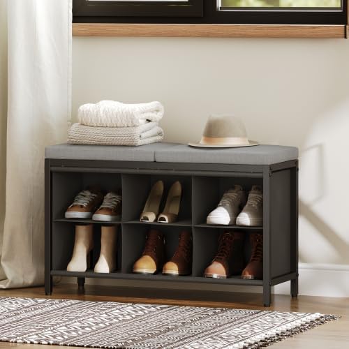 YATINEY Shoe Storage Bench with Cushion, Entryway Bench, Shoe Rack with Padde...