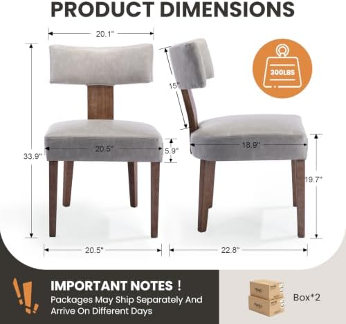 RIVOVA Mid Century Modern Dining Chairs Set of 4 PU Leather Upholstered Side ...