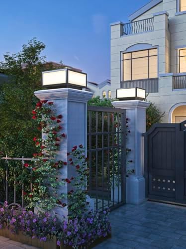 Outdoor Modern Stainless Steel Post Light, LED Fence Deck Cap Light Lantern C...