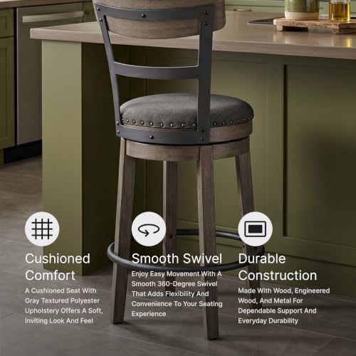 Signature Design by Ashley Caitbrook Swivel 30" Bar Height Bar Stool, Gray