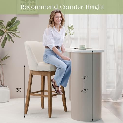 MU Counter Height Swivel Barstools, 30" Seat Height Upholstered Bar Stoo...