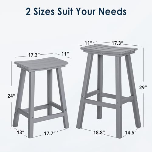 nalone 29 Inch Outdoor Bar Stools Set of 2, HDPE Bar Chairs with Footrest, We...