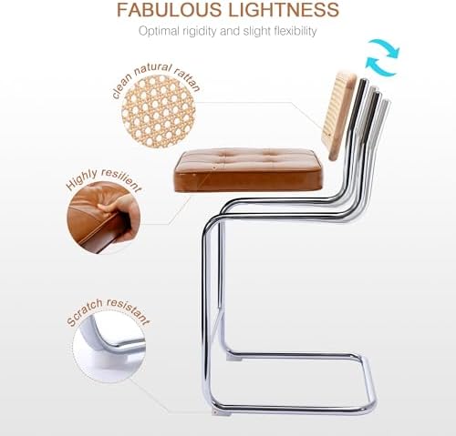 Zesthouse Natural Rattan Counter Stools Set of 2, 26" Modern Boho Barstools