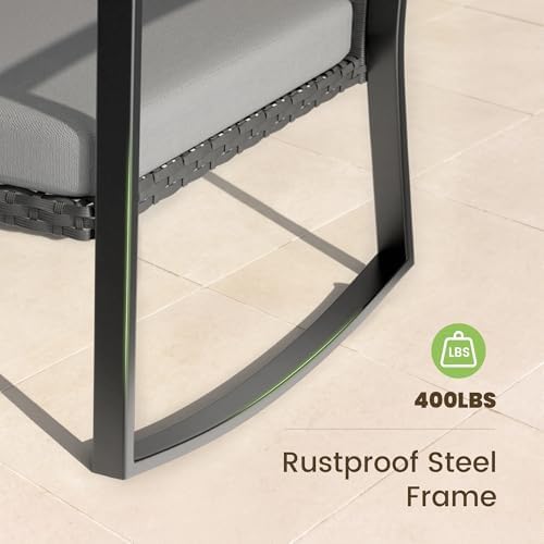 Rocking Patio Bistro Sets - All-Weather - 3 Piece Rattan Conversation Furnitu...