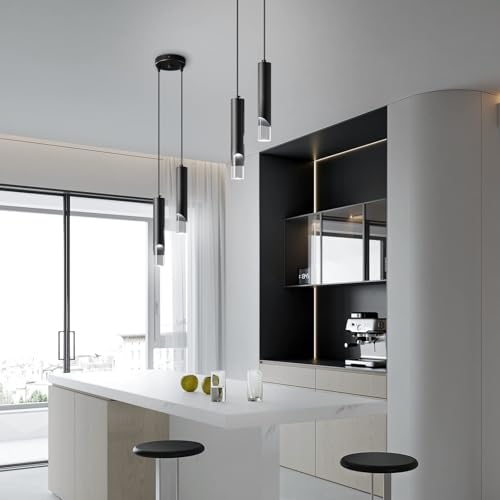 Modern Pendant Light Kitchen Light Fixture Dimmable LED Black Mini Pendant Li...