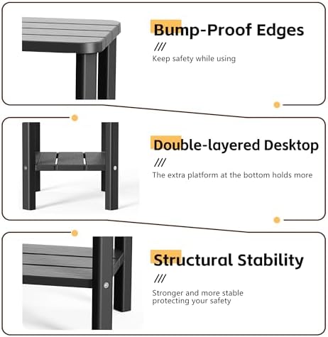 Adirondack Side Table,Weather Resistant Wood Textured Table,Side Table for Ad...