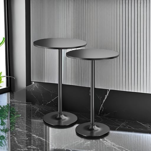 Furmax Bistro Pub Table 2 Pack Round Bar Height Cocktail Table Metal Base MDF...