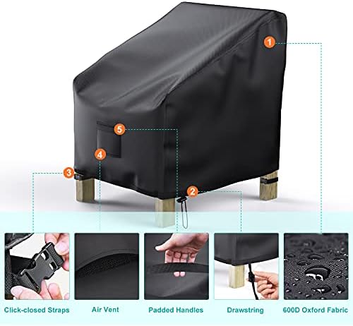 2 Pack Outdoor Patio Chair Covers Waterproof 38"Wx31"Dx29"H, B...