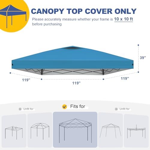 Explore Land 10x10ft Canopy Replacement Top for Straight Leg Frame, Blue