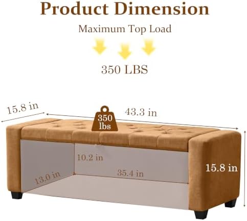 Royal Windsor Ottoman with Storage,Tufted Storage Bench for Bedroom