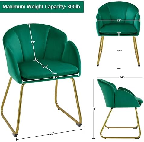 Yaheetech Flower Shape Vanity Chair with Petal Armrests, Green