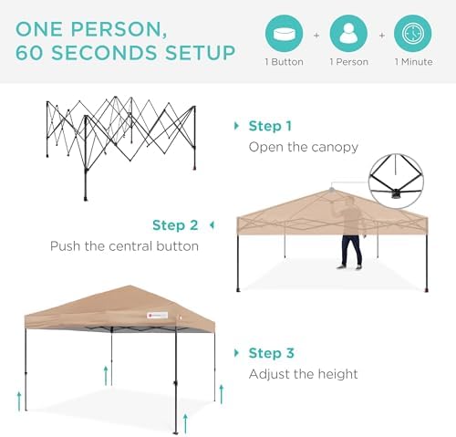 Best Choice Products 10x10 Pop Up Canopy Tent, EZ Setup, Tan