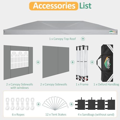 COBIZI 10x20 Pop Up Canopy: Canopy Tent with Patented Center-Lock Tech | Quic...