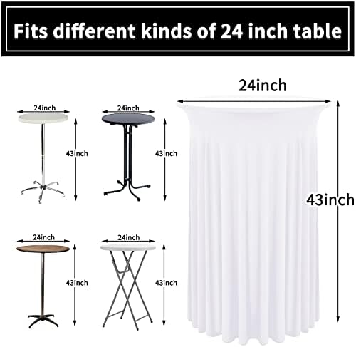 6 Packs White Round Cocktail Table Skirt 24"x 43"