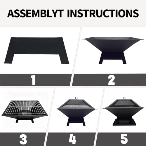 Square Fire Pit, 19×19×15 Inch Stainless Steel Smokeless firepit Outdoor | Wo...