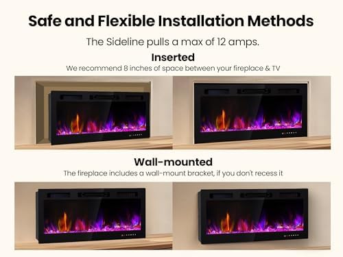 Electric Fireplace 50 Inch Wall Mount Insert Fireplaces Realsmart 1500W,Fit f...