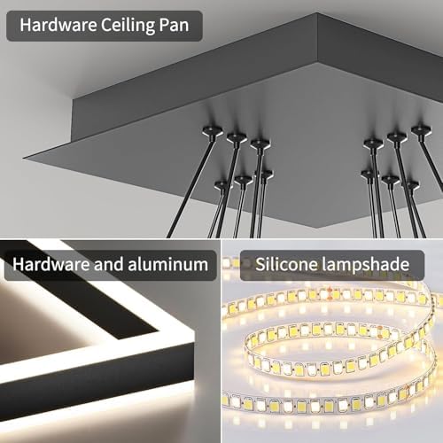 Modern LED Chandelier, 2-Light Black Ceiling Chandelier Pro for Dining Room L...