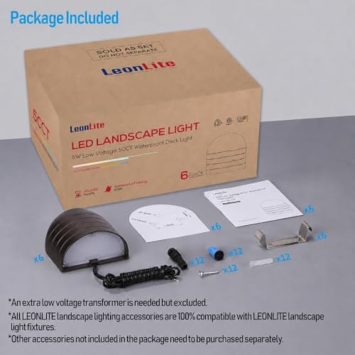 LEONLITE 6-Pack 5CCT Low Voltage LED Deck Lights, 250LM Ultra Bright