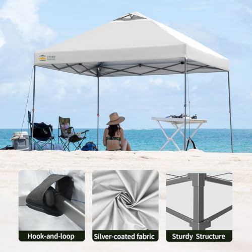 CROWN SHADES 10x10 Pop Up Canopy Tent, White