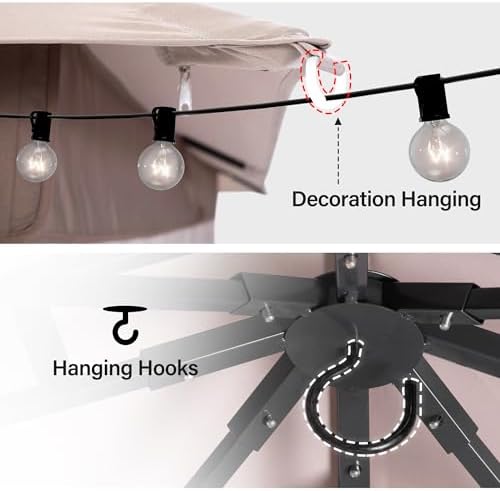 LAUSAINT HOME 10x13 Gazebo Canopy, Upgraded Metal Frame Heavy Duty Patio Cano...