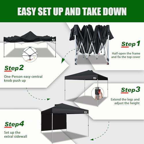 Eurmax USA NOMATTER ONE-Person Open&Close 10x10ft Pop Up Canopy Tent,Port...