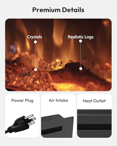 EUHOMY 60 Inch Electric Fireplace Recessed Wall Mounted
