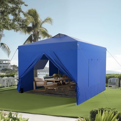 PHI VILLA 10x10 Pop Up Canopy Tent with Sidewalls, Easy Tents Instant Shade