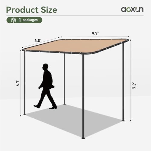 Aoxun 10x6 Lean-to Gazebo,Sloped Roof Pergola Porch Canopy Awning for Patio