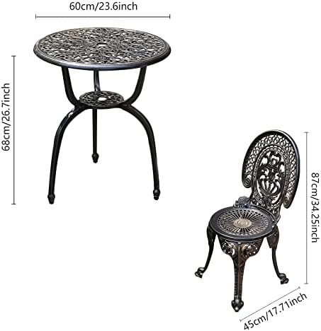 YKSY&YKSY Patio Bistro Set.Rust-Resistant Cast Aluminum Bistro Table Set ...
