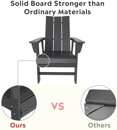 Costaelm Fire Pit Chairs, Outdoor Chair HDPE Adirondack Chair, Modern Patio P...