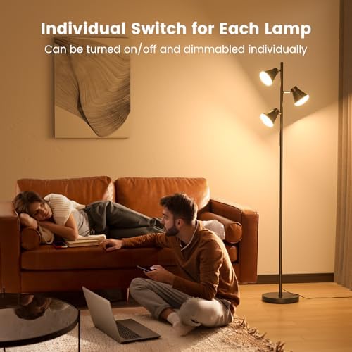 SIBRILLE 36W LED Tree Floor Lamp, Dimmable Tall Standing Lamp with Remote &am...
