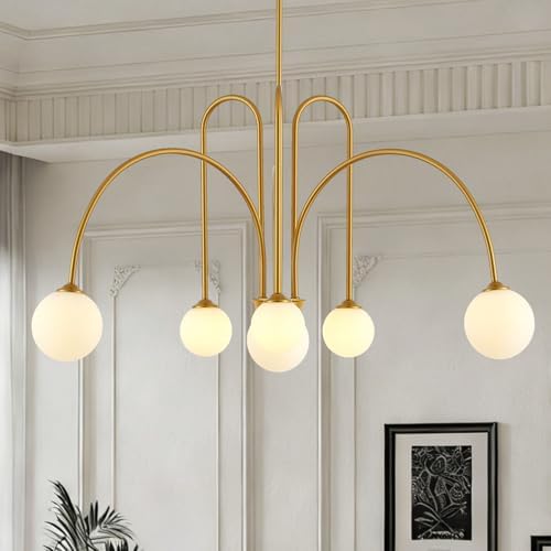 Modern Sputnik Chandelier 6-Light Gold Chandelier for Dining Room L41’’ Large...