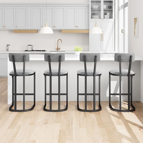 GarveeHome 26.4 Inch Counter Height Bar Stools Set of 4 for Island, Gray