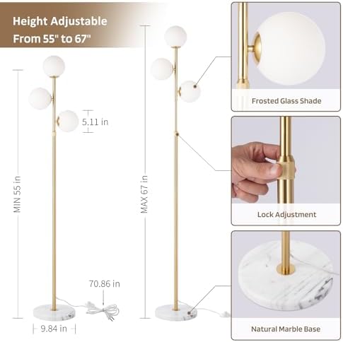 vallerico 3-Globe Mid Century Modern Floor Lamps for Living Room