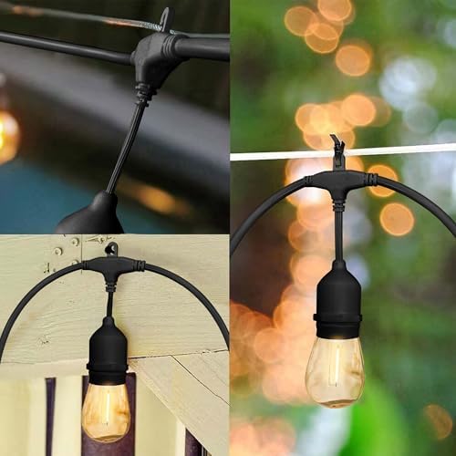 Banord 50FT Outdoor String Lights, S14 Waterproof Patio Lighting, Black