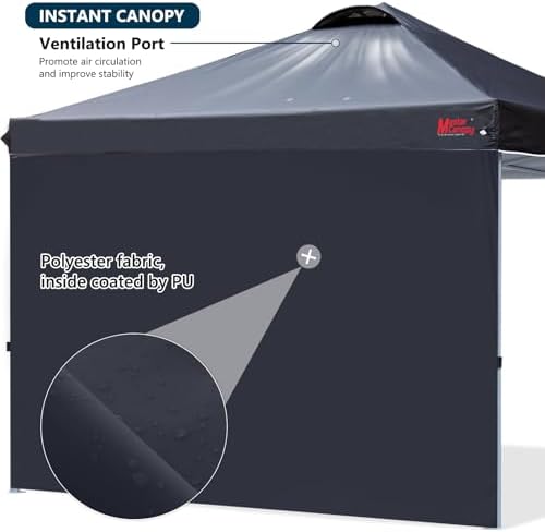 MASTERCANOPY 10x10 Durable Pop Up Canopy Tent with 1 Sidewall, Black