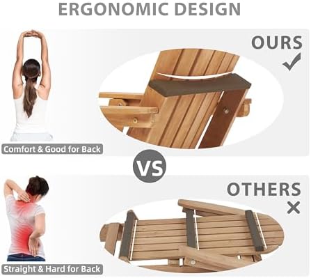 SoliWood Oversize Wooden Outdoor Folding Adirondack Chair with Pre-Assembled ...