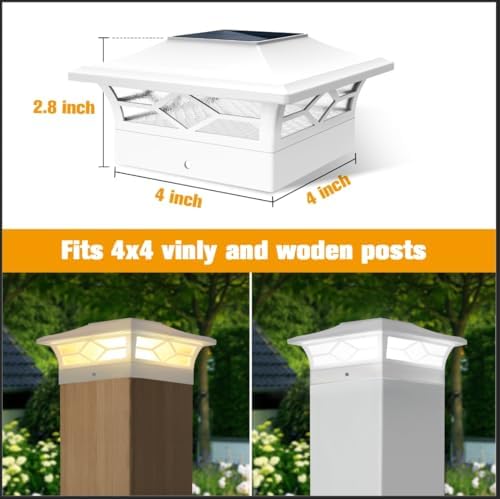 JOFIOS Solar Fence Post Lights 6pack, Cap Lights for 4x4/5x5 Vinyl Fence and ...