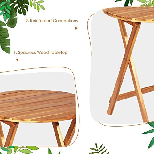 HAPPYGRILL 3 Pieces Patio Bistro Set Table & Chair with Cushions Foldable...