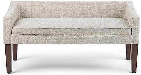 SIMPLIHOME Parris 50" Wide Upholstered Bench in Platinum