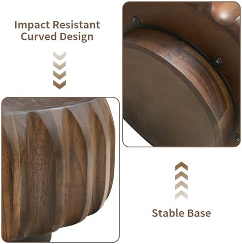 LKTART 31.5" Round Coffee Table with Solid Wood Veneer, Walnut