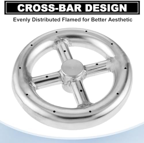 6" Round Fire Pit Burner Ring with Stainless Steel and Brass 1/2" A...
