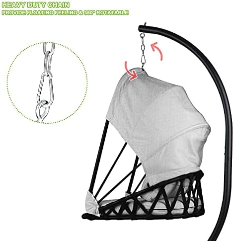 Foldable Hanging Chair Swing Hammock Egg Chair PE Rattan Wicker Seat w/Padded...