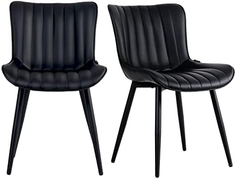 YOUNUOKE Dining Chairs Set of 2 Mid-Century Modern Kitchen Chair Black