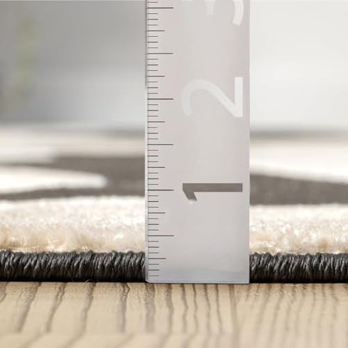 Beige Black Swirl Modern Area Rug – 9' x 12' – Contemporary Abstract ...
